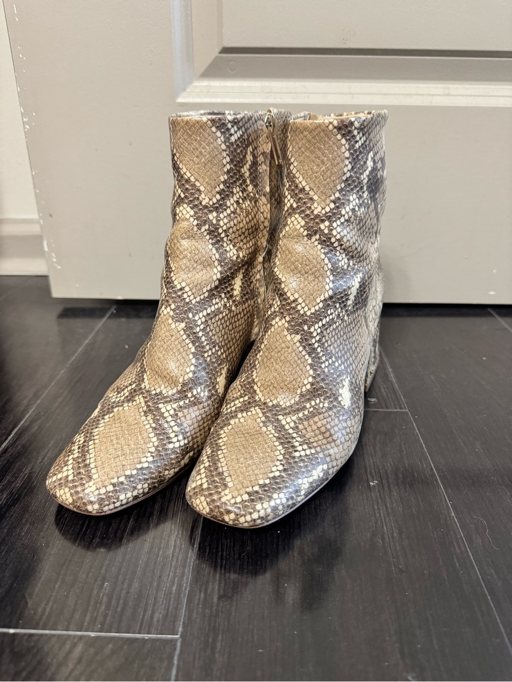 Sam Edelman DaRuby Snake-Print Ankle Boot in Beige